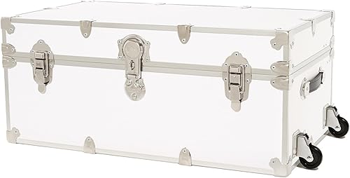 Miniatura 69 de Rhino Trunk & Case Baúl grande de vinilo en relieve de cuero, reposapiés de campamento de verano, baúl de almacenamiento para dormitorio