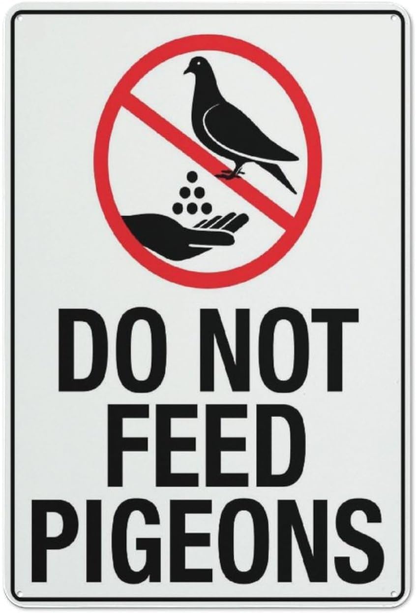 Bdeyfg Colour3 Do Not Feed Pigeons Warning Metal Sign Aluminum Signs For Outdoors Use Yard Farm Fence Home Wall Decor 8X12 Inch