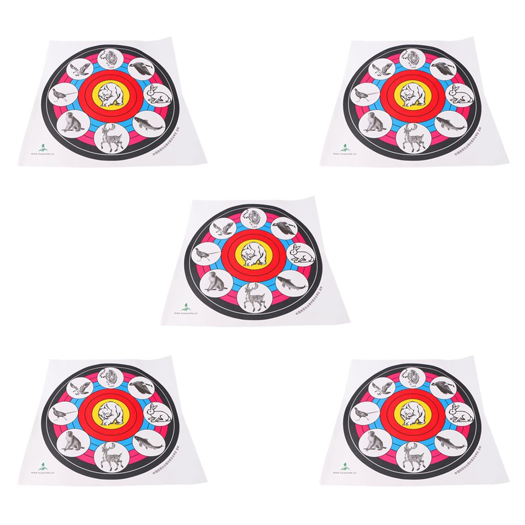 MagiDeal 5 Pieces Archery Targets Faces Animals Picture Target Paper