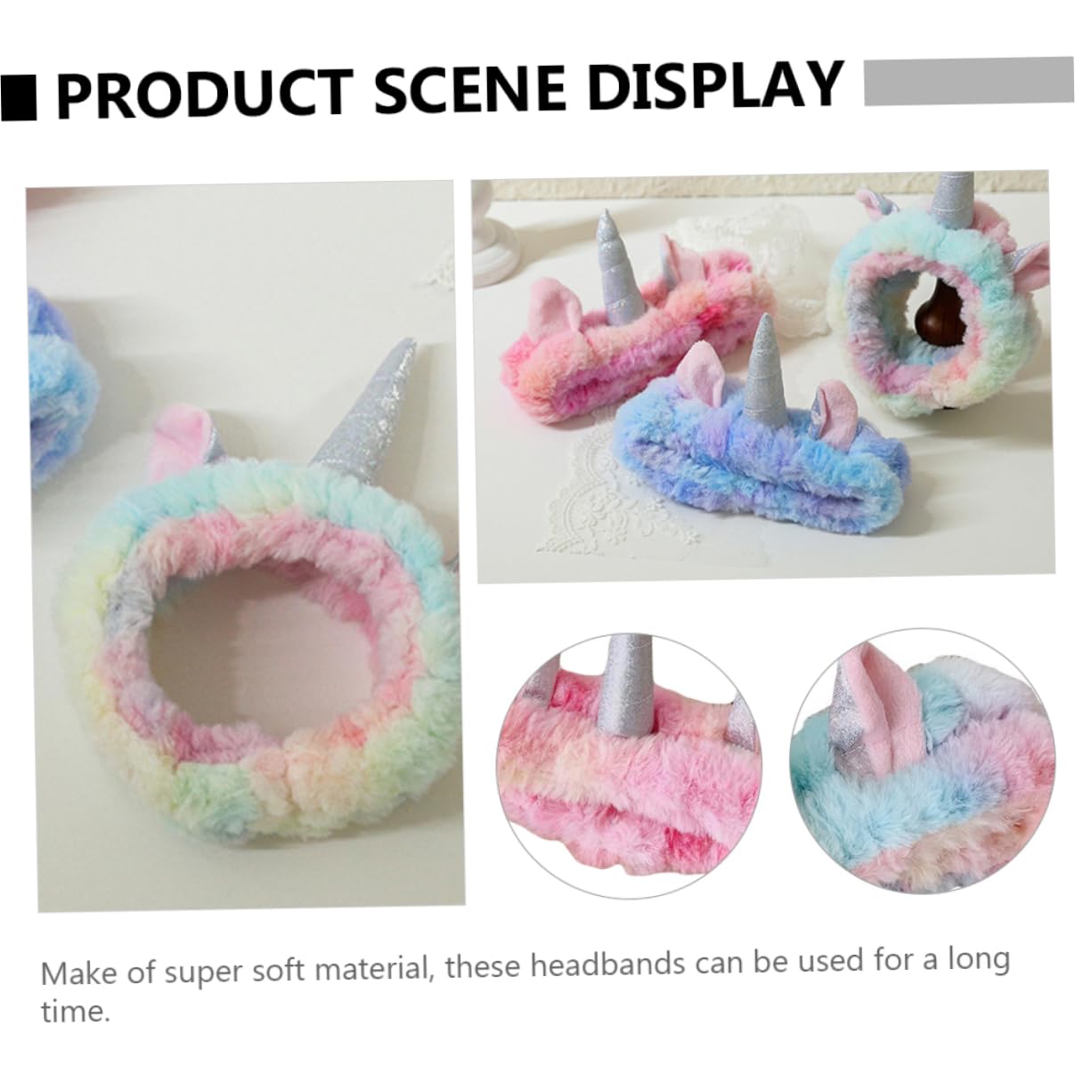 9 Pz fascia per unicorno Ghetta per il collo fasce in pile di corallo ghetta nera per il collo bandane scrunchies hair band fasce per unicorno Fasce per la doccia vello di corallo GALPADA