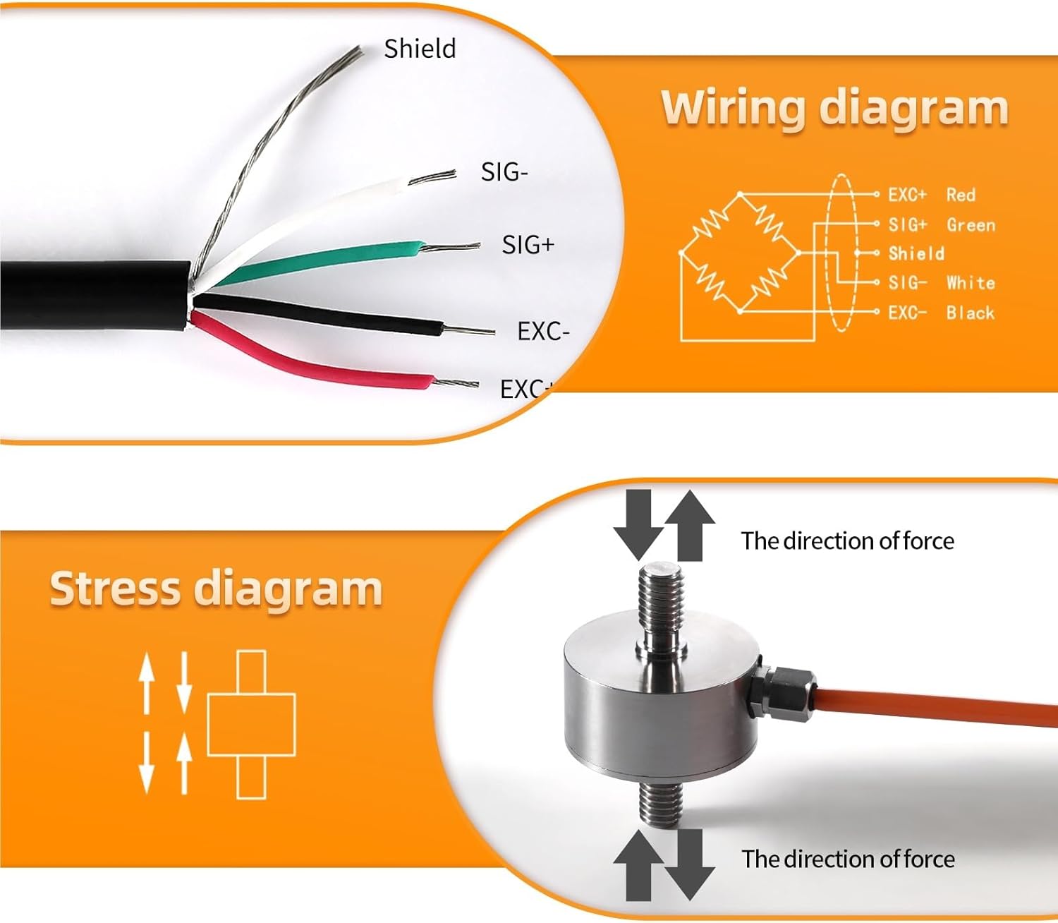 Load Cell HX711 AD Module Weight Sensor Electronic Scale Industrial Testing 10KG 20KG 30KG 50KG 100KG(Range 0-50KG)