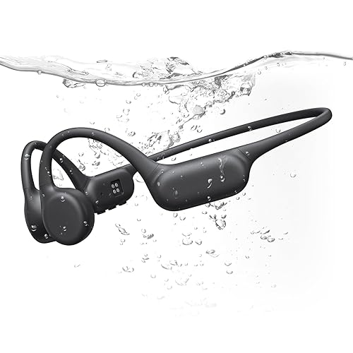 PSIER Bone Conduction Headphones IPX8 Waterproof Swimming Headphones Open Ear Headphones with MP3 Mode 32GB Memory Up to 8 Hours Playtime Bluetooth 5.4 Ear Buds Secure Fit for Running and Fitness