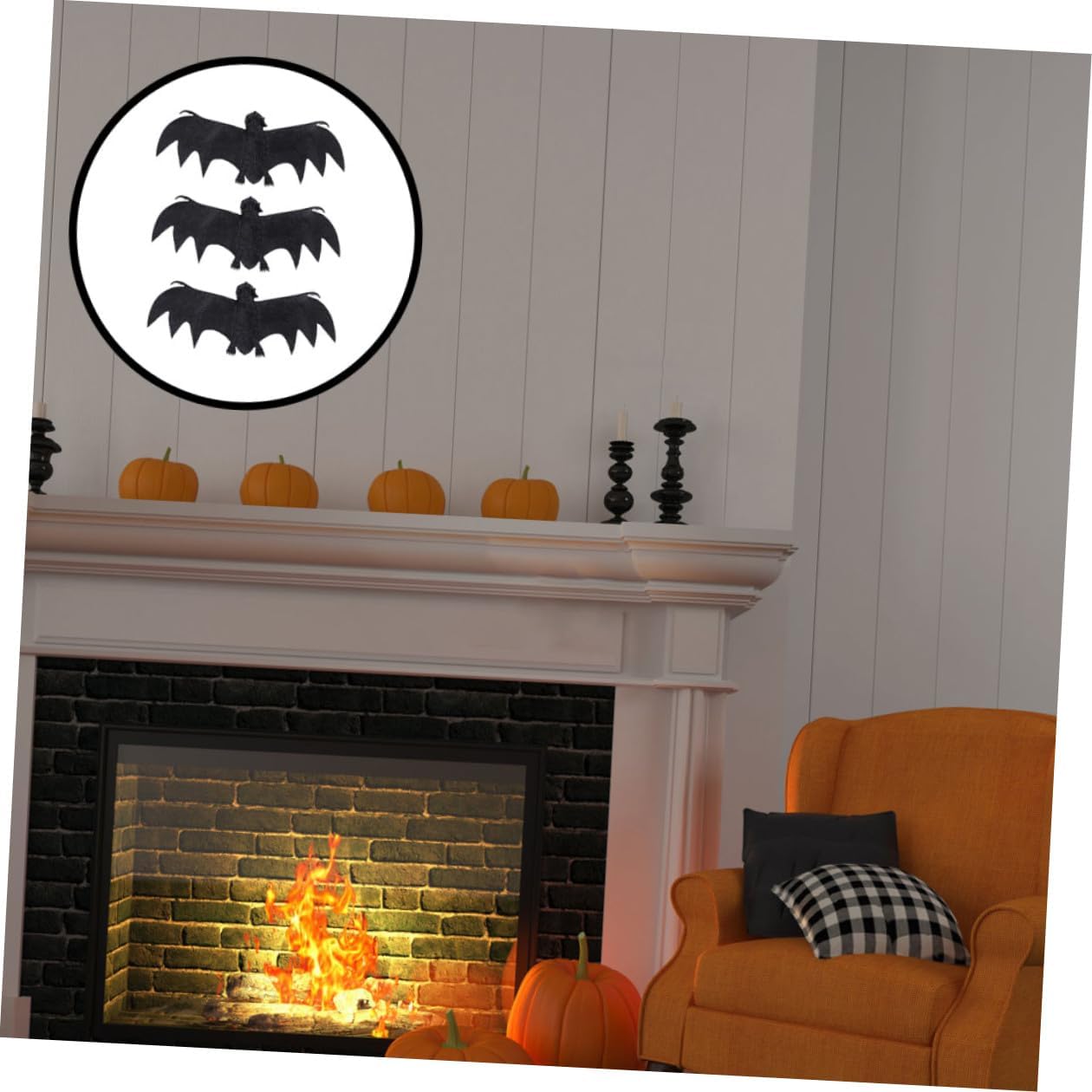 SHINEOFI 3pcs Halloween Hanging Bat Decorations Realistic Prank Props for Party and Outdoor Home Décor