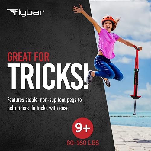 Miniatura 3 de Flybar Master Pogo Stick - Palo para niños de 9 años, de 80 a 160 libras, asas de fácil agarre, clavijas antideslizantes, juguetes al aire libre