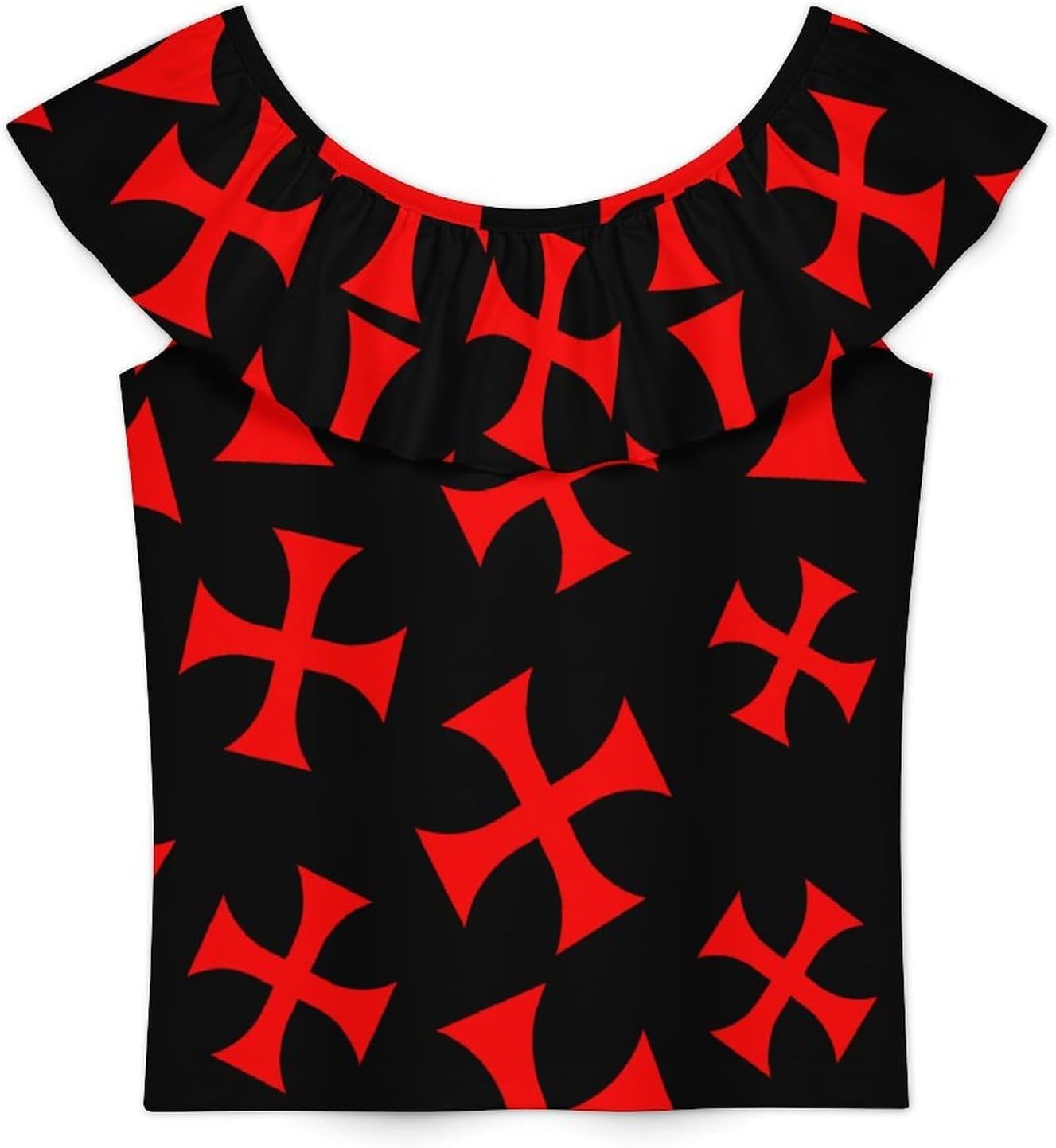 Knight Templar Logo Girls T-Shirts Top Ruffle Short Sleeve Blouse Casual Graphic Tees