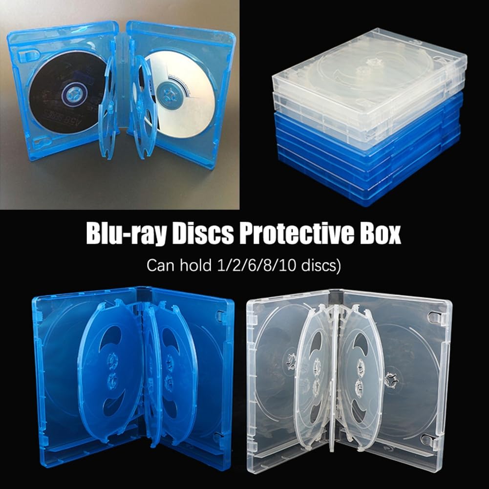 Caja de almacenamiento para CD, paquete de 10 unidades, de plástico, de doble cara, para coche, funda gruesa para DVD, fácil de instalar, fácil de usar, color azul