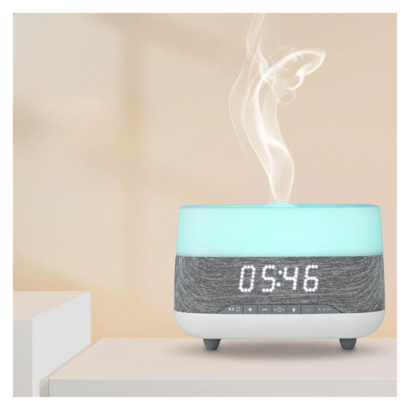 Humidificador, Nuevo altavoz Bluetooth con luz ambiental, despertador, humidificador for habitación inalámbrico, de frío 600 ml,para hogar y oficina