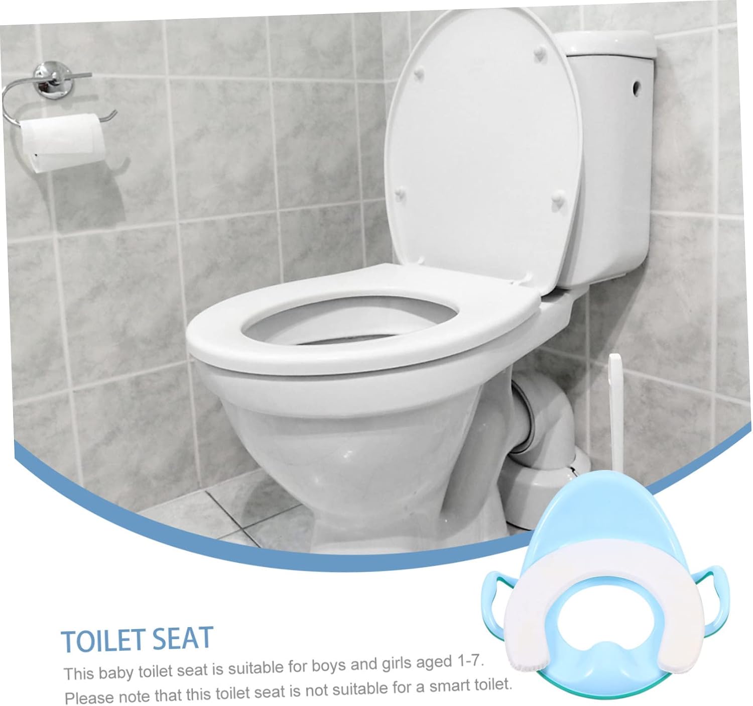 1set Training Toilet Seat Comfortable Cushioned Potty Training for Boys and Girls with Non- Design and Handles Fits Standard Toilets