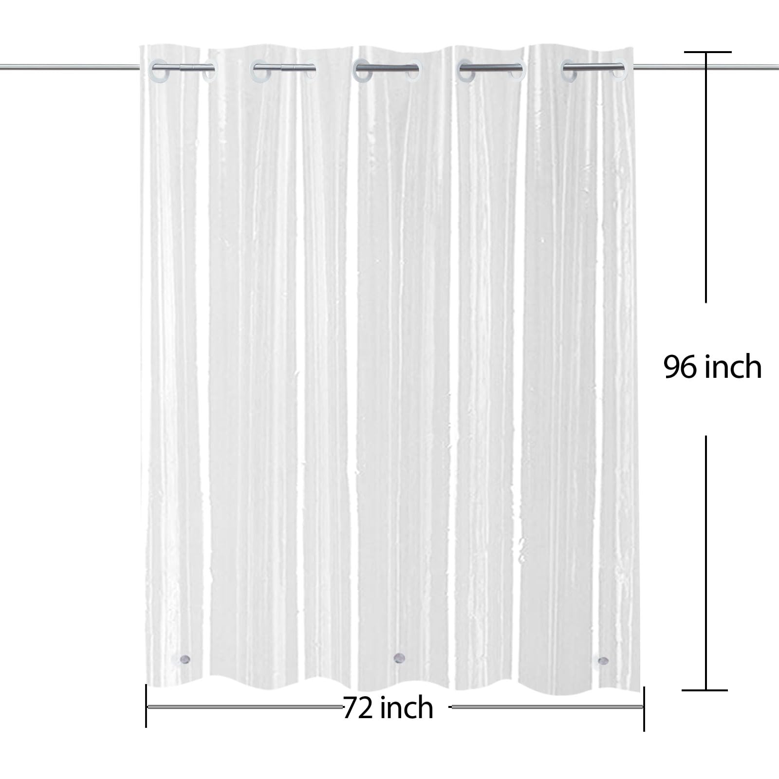 YISURE Doublure de rideau de douche extra longue sans crochet en plastique PEVA transparent imperméable et robuste pour salle de bain 180 x 243 cm