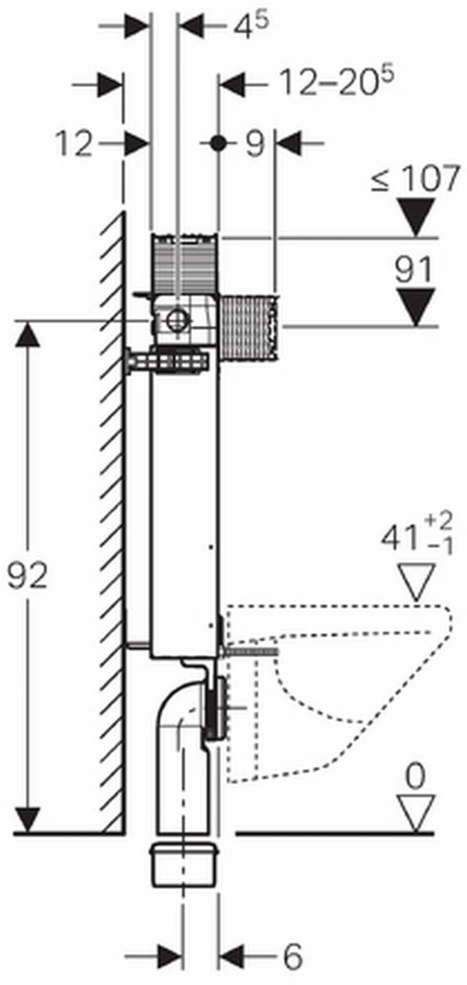 Geberit Kombifix WC-Element h98 mit Omega Unterputzspülkasten 12cm Front/Planchet-Bedienung
