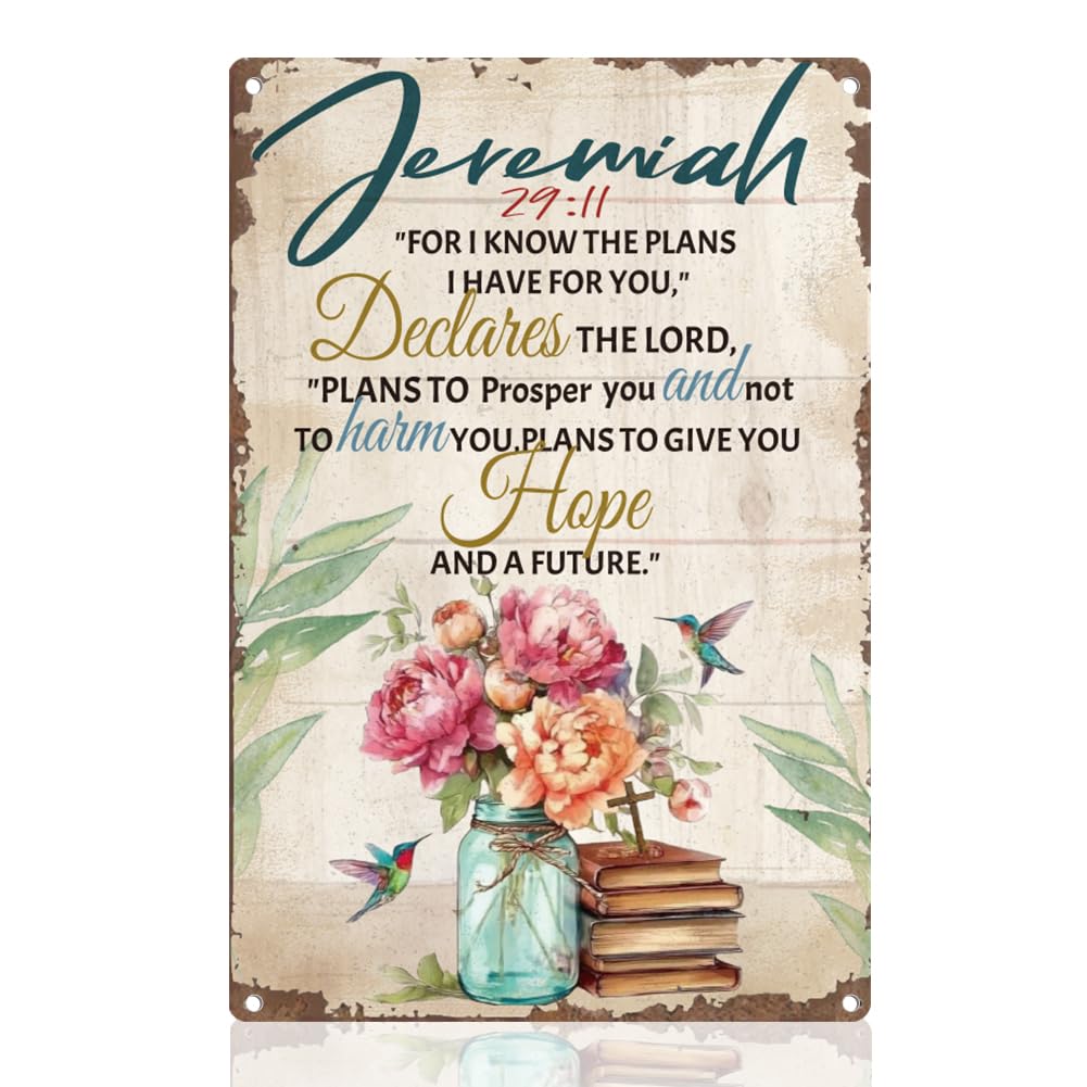 DOODLREAM Jeremiah 29:11 Christian Bible Verse Tin Sign Wall Decor 30 x20cm