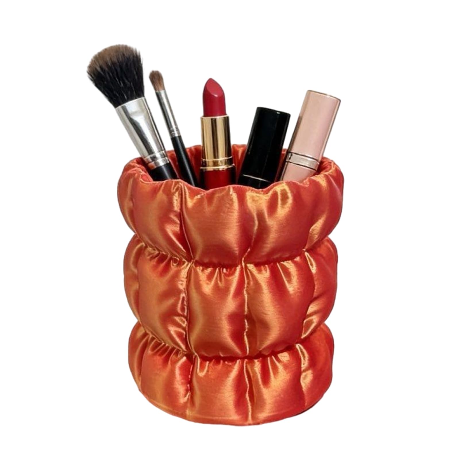 Glifora Macaron Colour Pen Holder - Cloud Pleat Design Pencil Holder, Soft Satin Compact Desktop Organiser for Pens and Makeup Brushes