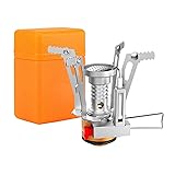 Portable Camping Stove with Piezo Ignition, Wind-Resistant Design, Ultralight Backpacking Stove for Outdoor Cooking