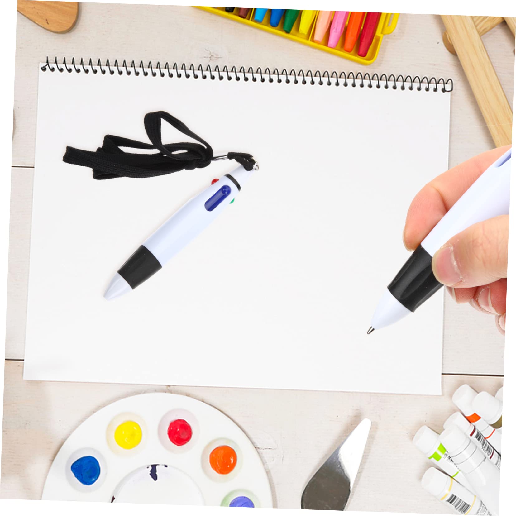 4 Sätze Kugelschreiber Mehrfarbiger Stift The Office Die Schul Markers Bürozubehör Lanyards Kette Textmarker Punkt Schulbedarf Versenkbare Stifte Plastik Black 10 Stück * 4