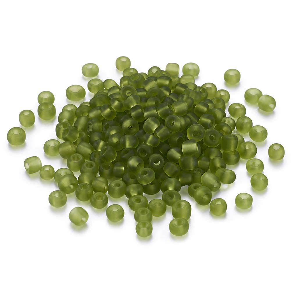 Craftdady 4mm Frosted GreenYellow Glass Seed Beads 4/0 Tiny Pony Loose Beads for Jewellery Bracelet DIY Crafts Making, About 495pcs