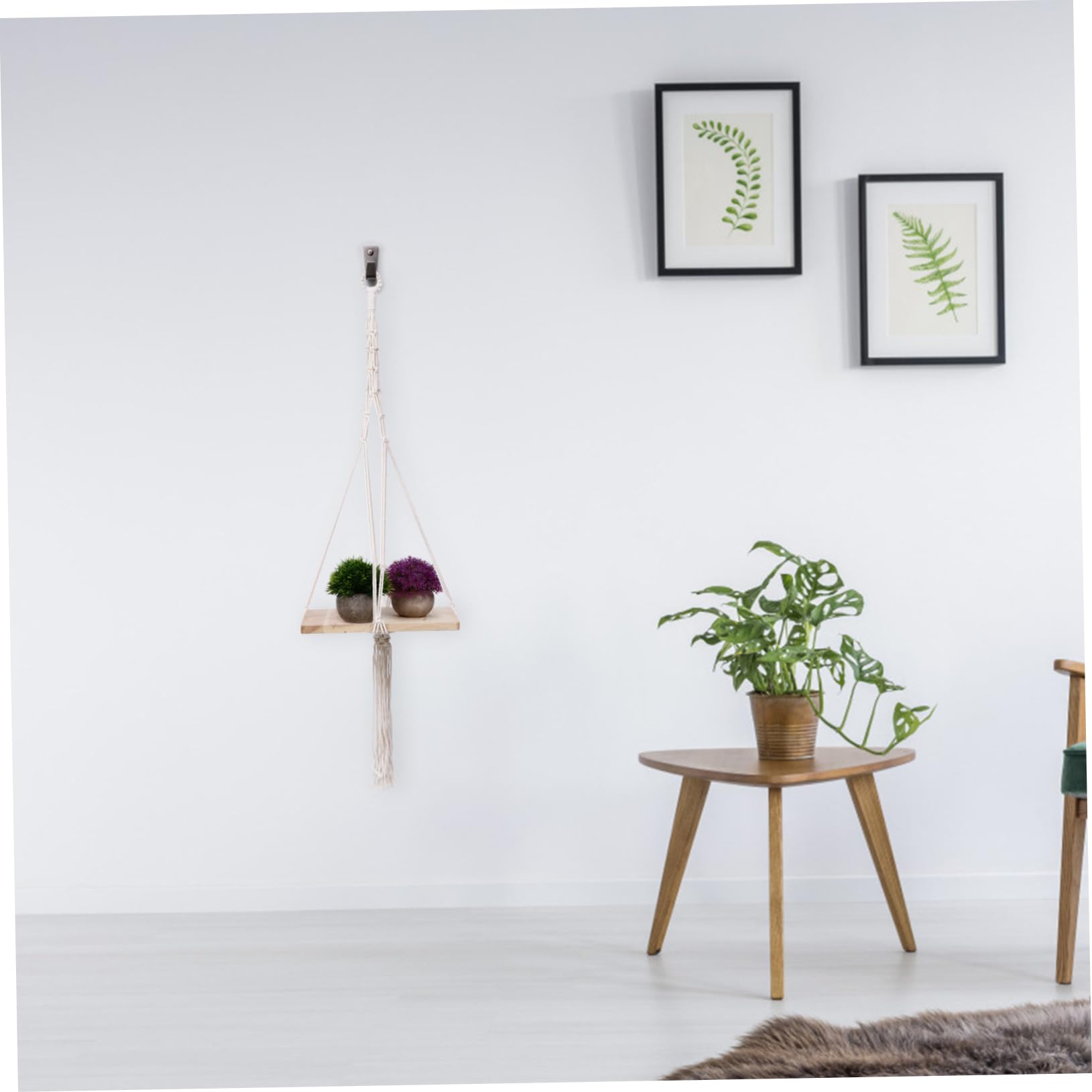 Porte-Fleurs Suspendu Macramé Naturel Support Tressé pour Plantes Intérieur Et Extérieur Décoration Élégante pour Balcon Et Jardin