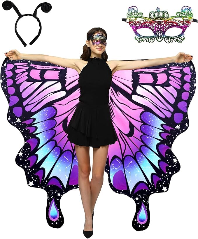 WhiteUniQoon Double-Sided Printing Butterfly Costume for Women, Halloween Costumes Adult Butterfly Wings for Women 007 โ image 1