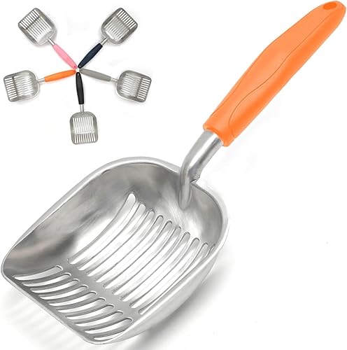 Cuchara de arena para gatos cuchara de arena de aluminio para gatos cucharas de arena de metal de gran tamaño sólida y duradera metal sólido cuchara