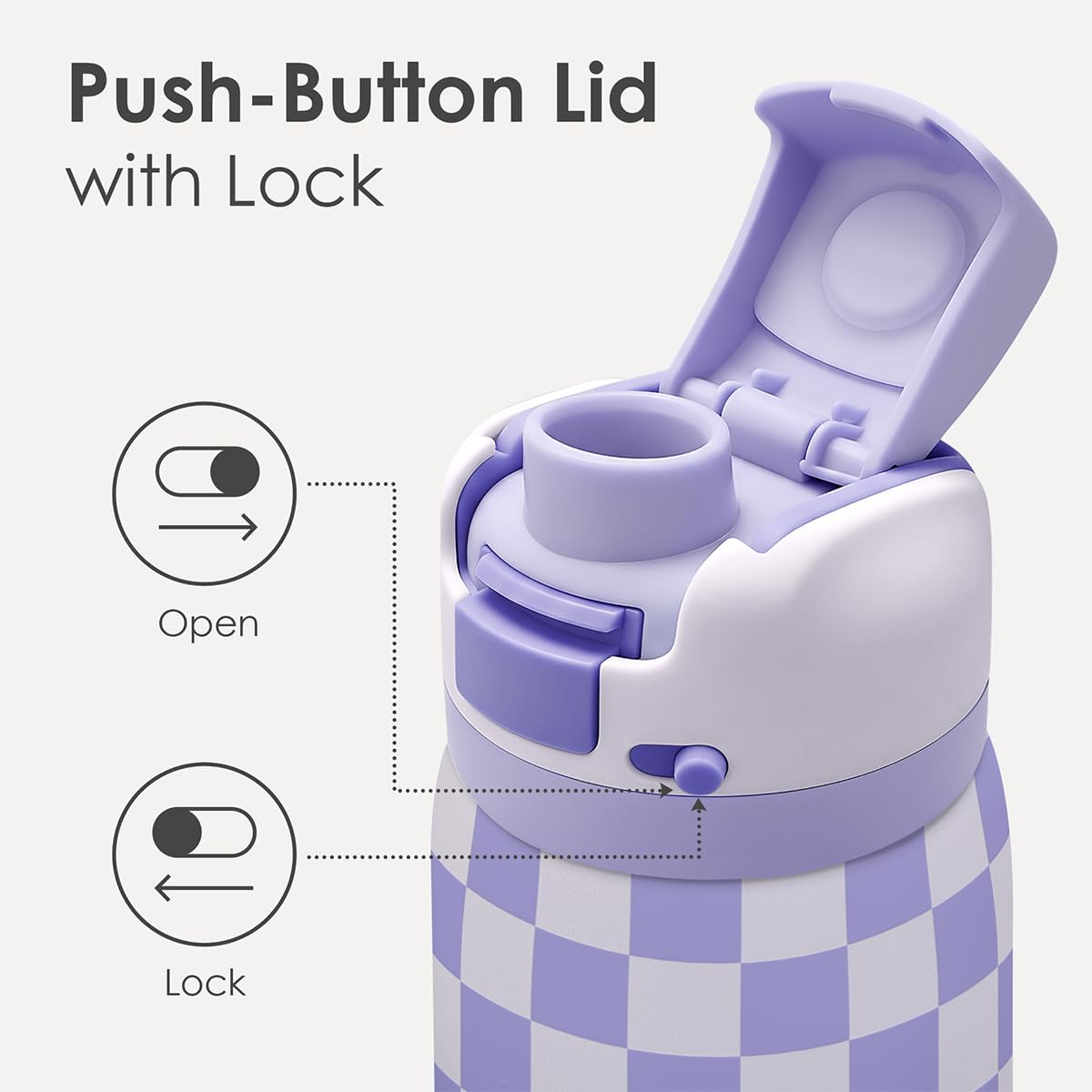 Checkered Insulated Stainless Steel Water Bottle with Straw for Sports and Travel, 32oz, Gifts for Women Girls Friends Teens Birthday Christmas (Purple) - Image 3