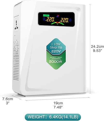 Miniatura 3 de Transformador Step Up de 110 V a 220 V 2000 W Convertidor de voltaje, 120 V a 240 V, sin ruido, apto para exprimidor, máquina de chocolate y otros