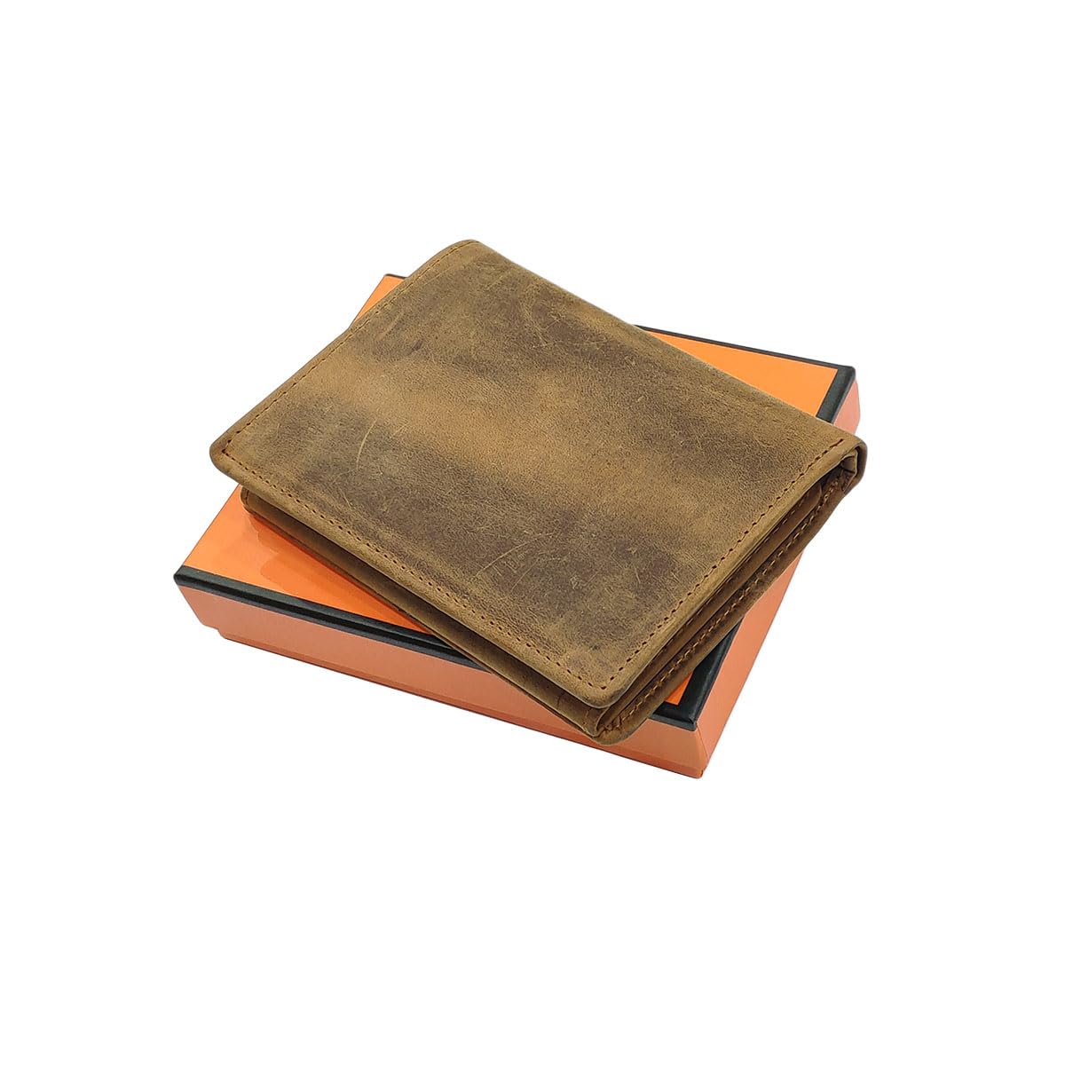 LOLUNA® Portefeuille Sanglier Cuir Vintage Patte Italien Homme en Cuir Protection RFID - idée Cadeau fête, Anniversaire (Marron)