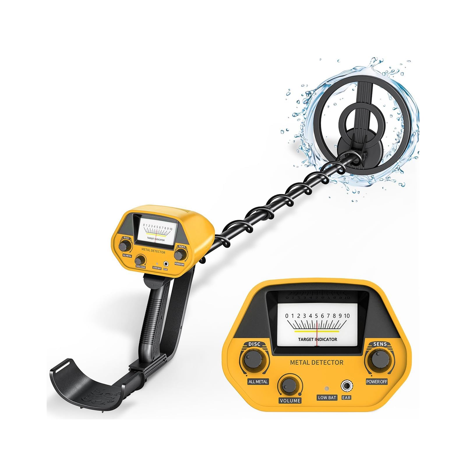 HIUYRFS Detectores de Metales Alta Precisión Altura Ajustable, Detectores de Metales Profesionales a Prueba de Agua de 25 cm con Niños y Adultos, Batería Recargable