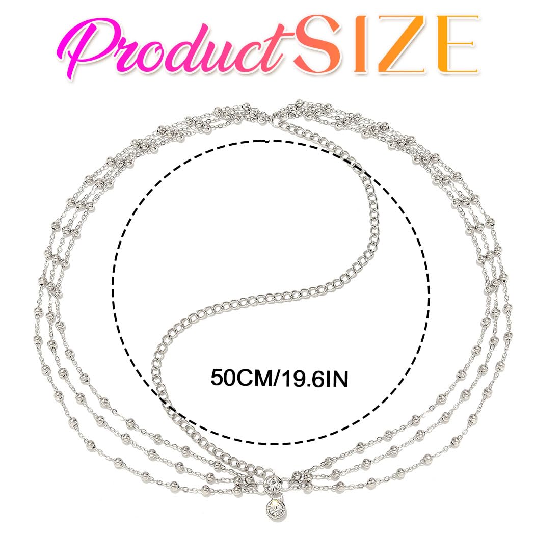 GORTIN Rhinestones Head Chain Headpiece Silver Bride Wedding Forehead Hair Chain Head Jewelry Prom 1920s Hair Accessories for women (Silver)