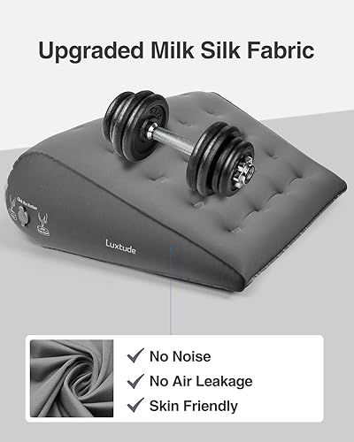 Vista 6 de Luxtude Almohada inflable de cuña para viajar, almohada de cuña de cama para dormir, alivio del reflujo ácido, almohadas de cuña de viaje ajustables