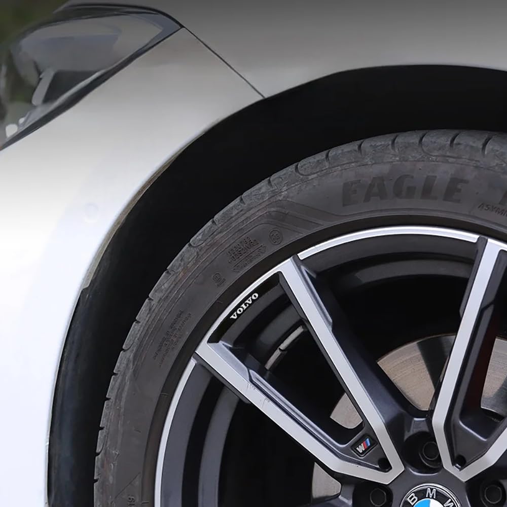 Jrzcxgzx Black Style 4Pcs Car Racing Aluminum Rim Sticker Wheel Sticker Decal For Volvo V50 S60 S40 Xc70 C30 Xc60 S80 V40 Xc90 Xc40 Accessories,