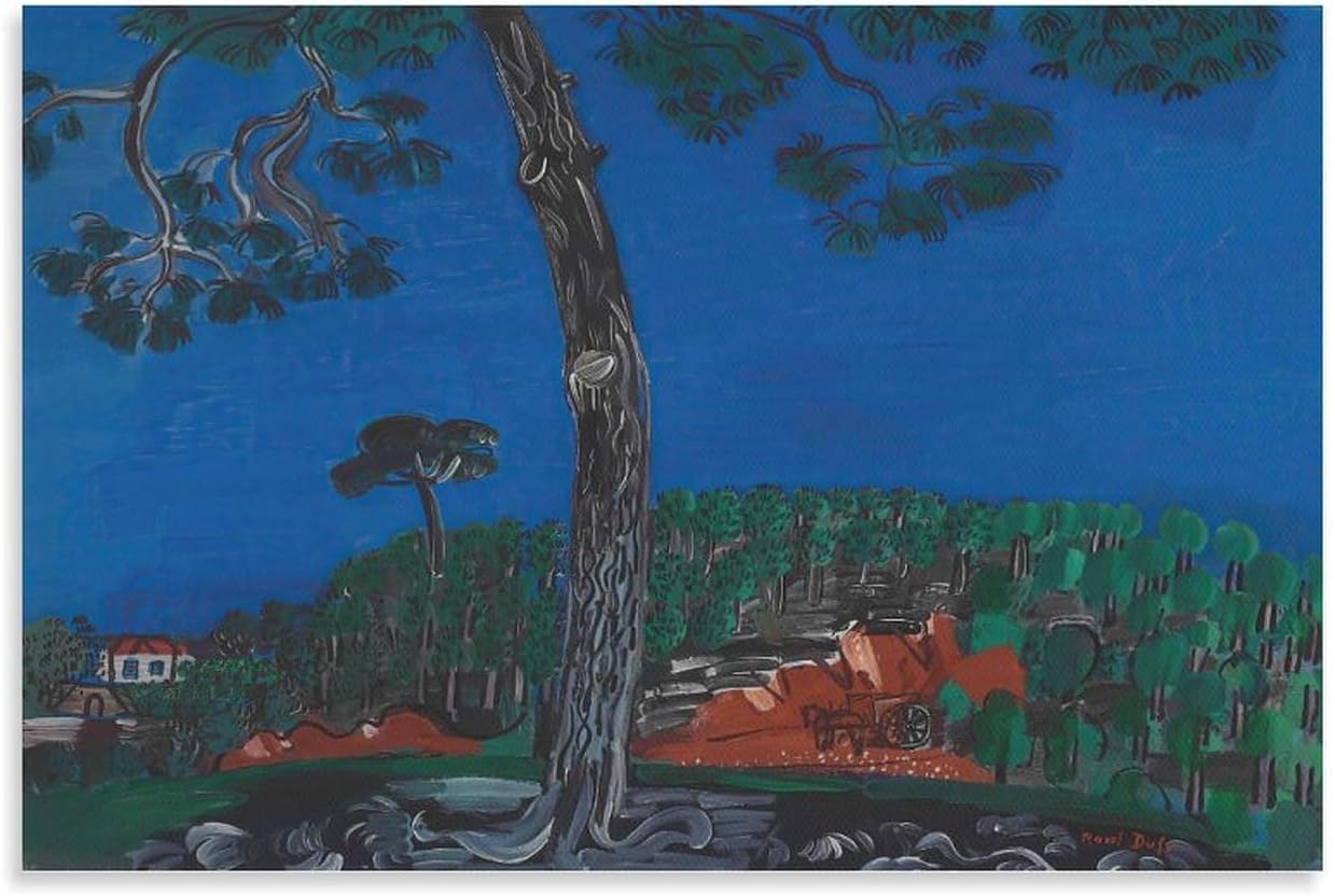 Orjdjz Wxkbl Famous Raoul Dufy Canvas Painting《The Pine》Wall Art Raoul Dufy Posters Abstract Picture and Prints for Living Room Decor 40x55cmx1 Frameless