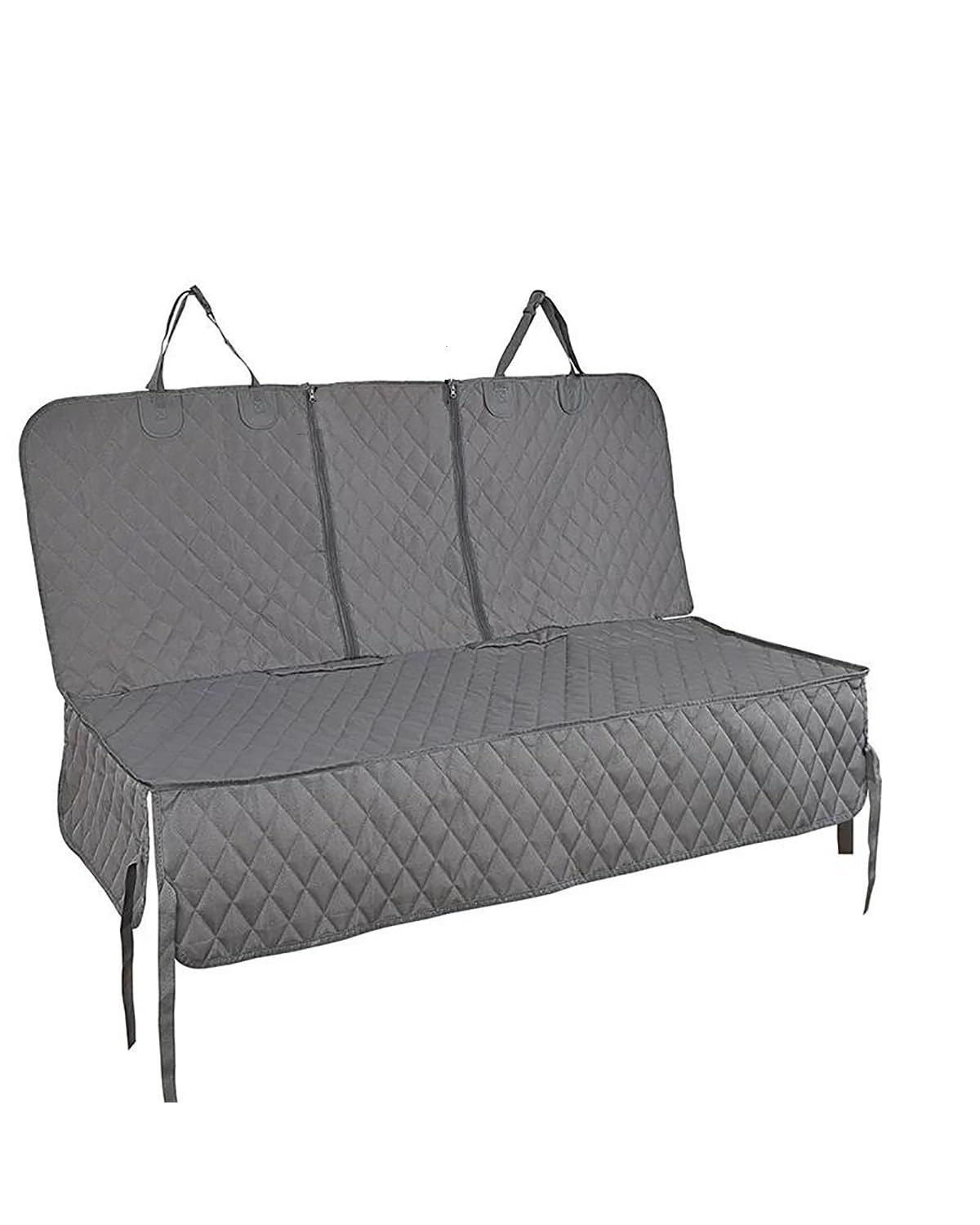 Cama Perro Coche Funda Impermeable Asiento Perro Cojín Asiento Coche Alfombrilla Trasera Coche Cojín Viaje Mascotas Cojín Perros Gatos Con Reposabrazos Medio Asiento Perro Coche(Grey Middle Zipper)