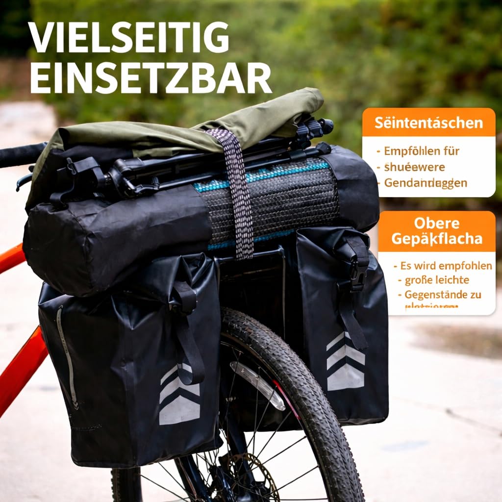 Portapacchi per bicicletta: portapacchi anteriore e anteriore per escursioni, portata 25 kg, in acciaio per guida su strada