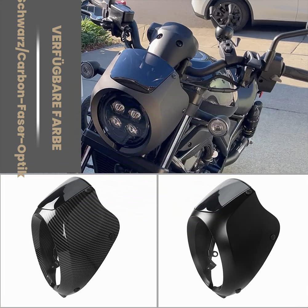 Motorrad Frontscheinwerfer Verkleidung Maske Abdeckung Windschutzscheibe Windschutzscheibe Scheinwerferschutz Visier für Rebel CMX 1100 cm 1100 CMX1100 CM1100 Zubehör 2021 2022 2023 (Schwarz)