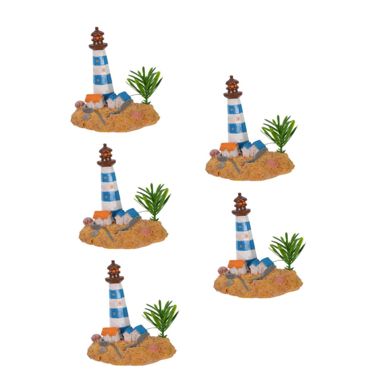 PRETYZOOM 5 Piezas Adornos de Acuario decoración del Faro del Patio Cueva de Decoraciones de Acuario Decoración Acuario Adorno Acuario decoración del jardín Faro Micro Paisaje Resina