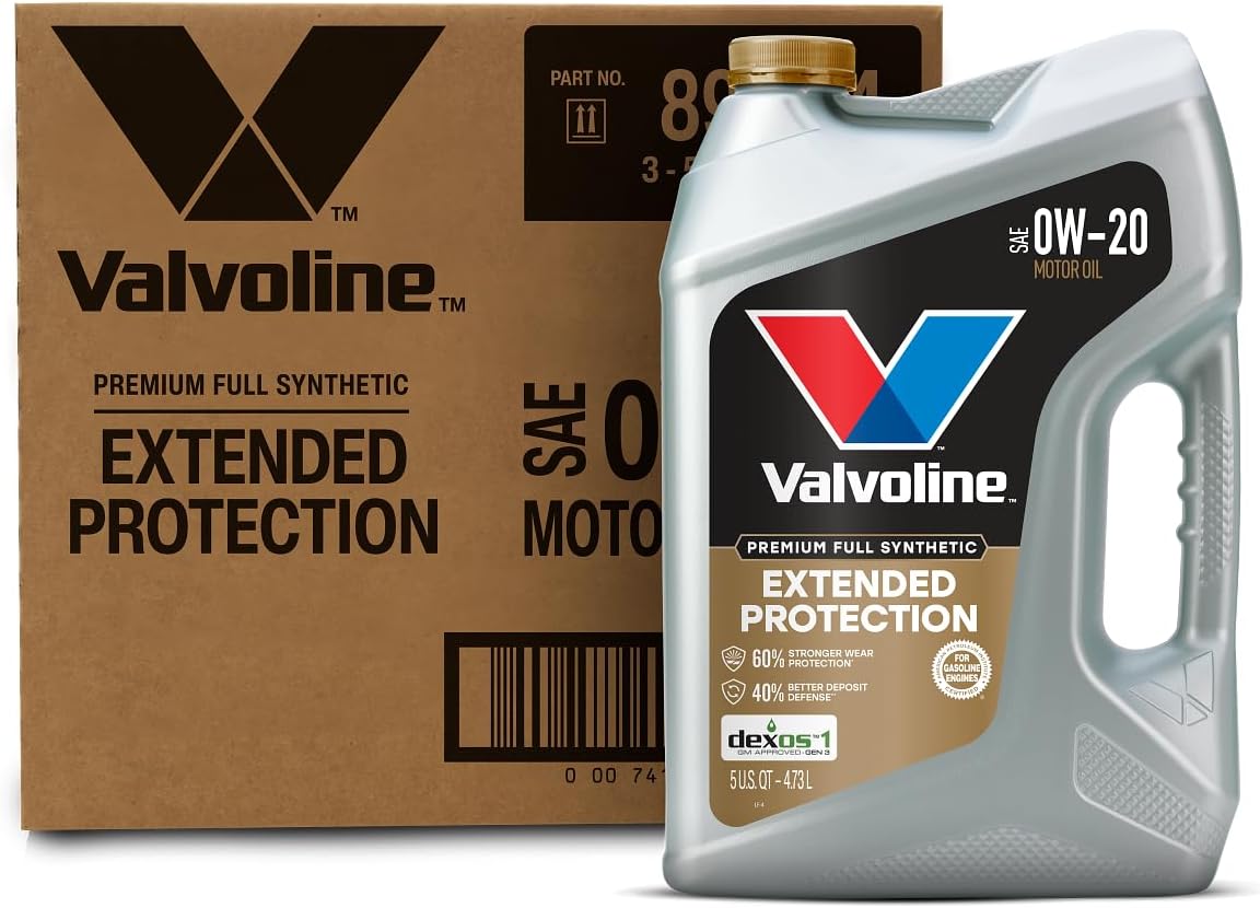 Valvoline Extended Protection Full Synthetic Motor Oil SAE 0W-20 5 QT, Case of 3