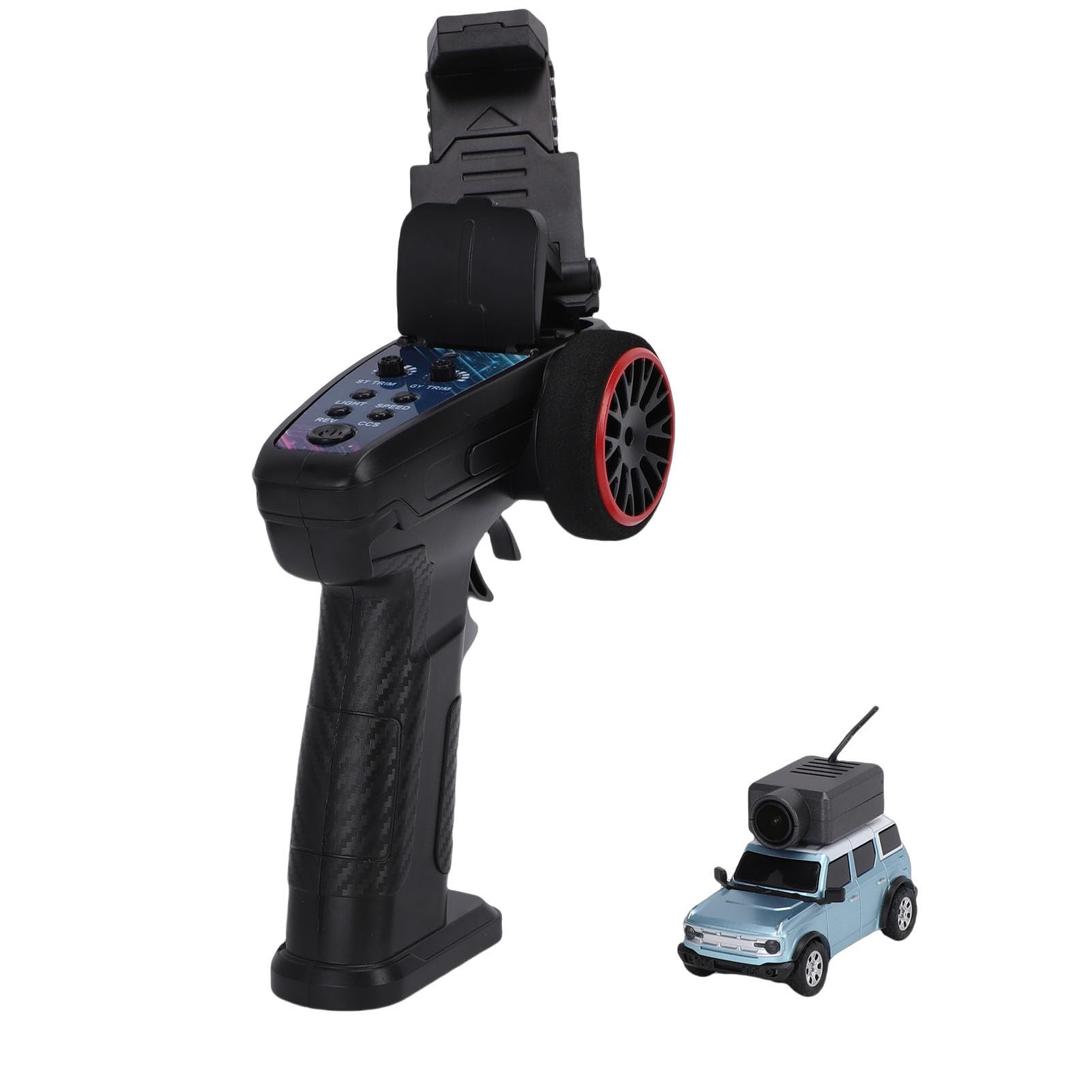 RiToEasysports Samochód Mini RC 1:64 FPV, Zdalnie Sterowany Samochód do Driftu 2,4 GHz z kamerą HD i Połączeniem Aplikacji Wi-Fi, Samostabilizująca Kontrola 3 Prędkości do Użytku w (jasny niebieski)