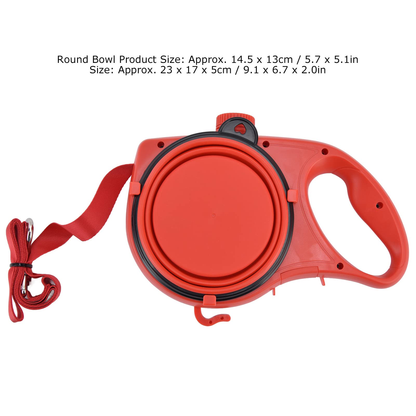 Laisse pour Petit Chien, Laisse Multifonction Portable pour Animaux de Compagnie avec Bol d'eau Pliable pour Petits Chiens Moyens (9,1 * 6,7 * 2,0 Pouces)(Rouge)