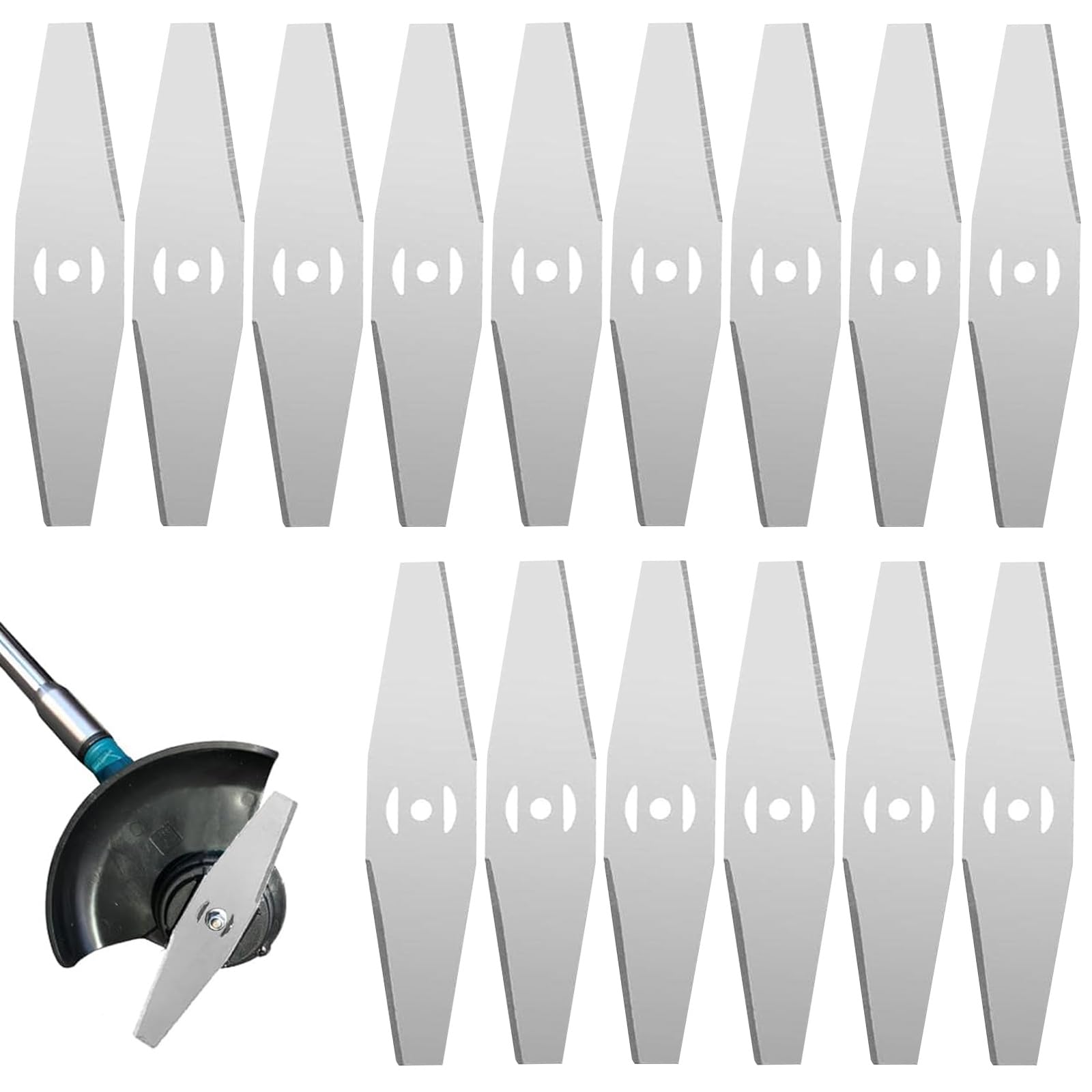 Cuchilla Desbrozadora, 15 Piezas Cuchillas de Metal para Desbrozadora de Césped, Cuchillas de Metal para Desbrozadora Electrica, Cuchilla Desbrozadora Trituradora, Cuchilla Ranurada