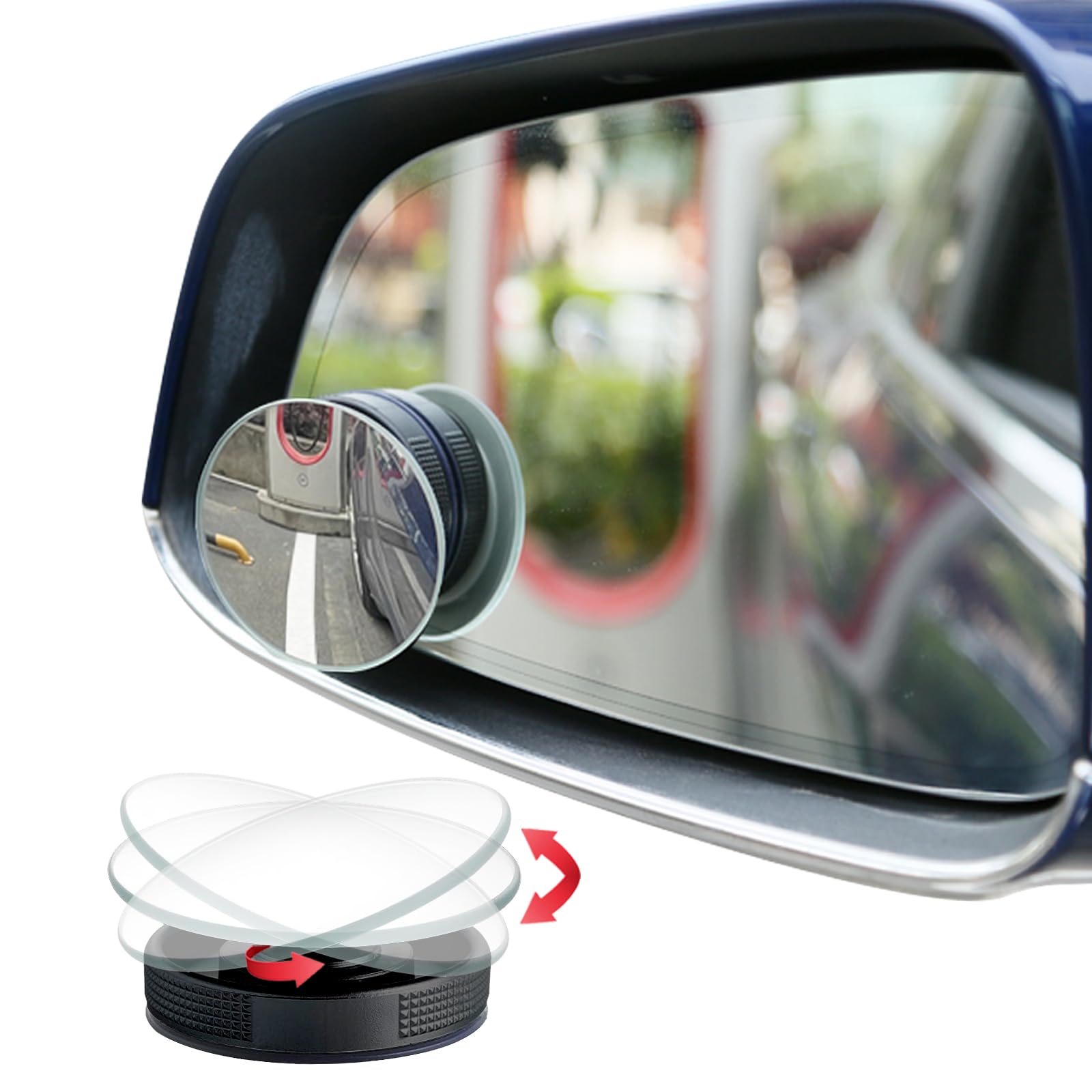 Suction Cup Blind Spot Mirror, Ampper 2" HD Glass Frameless Removable Convex Wide Angle Rear View Mirror (Round, Pack of 2)