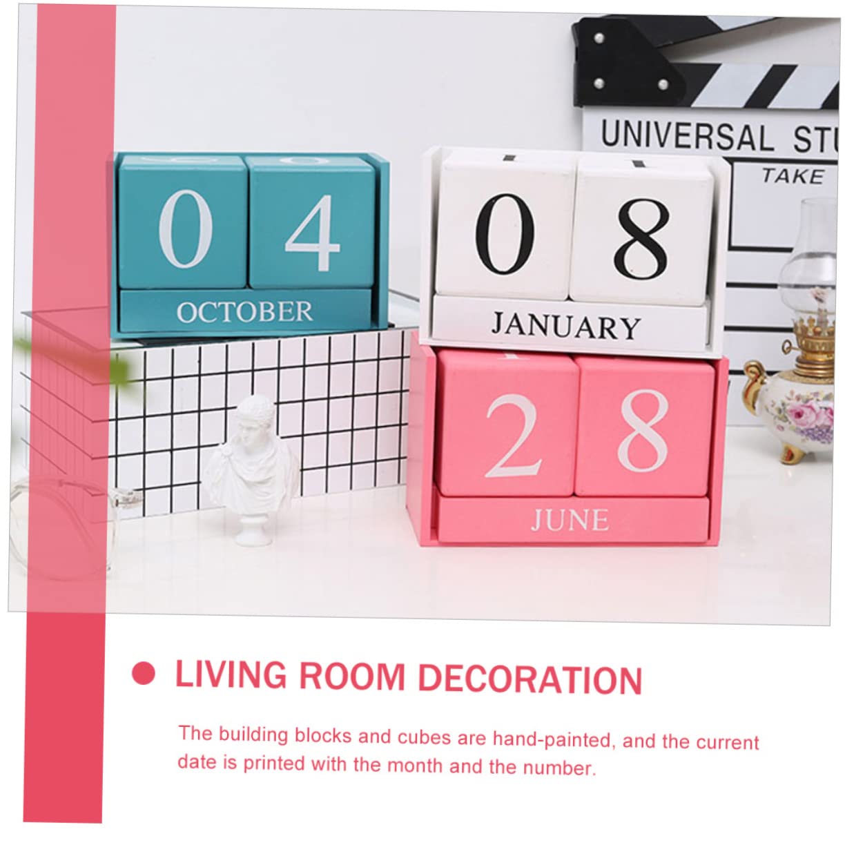 STOBOK 4stücke Blockkalender Aus Holz Tischkalender Für Zuhause Und Büro Handgemachte Dekorative Holz-dekoration Praktischer Countdown-kalender Für Schreibtisch Wohn Und Arbeitsräume