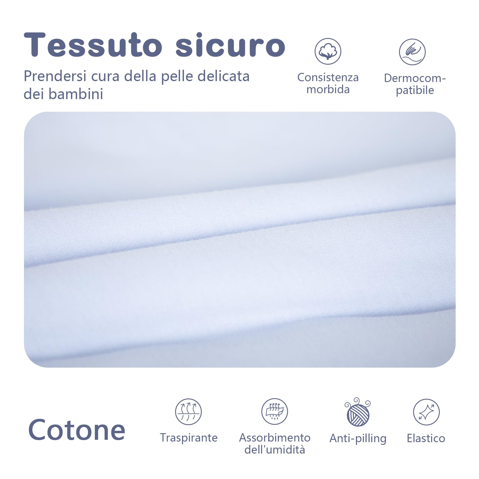 Mosebears Sacco nanna invernale per bambini, 2,5 Tog, 100% cotone, per diverse misure dalla nascita fino all'età di 24 mesi (Blue Fog, 6-12 mesi)