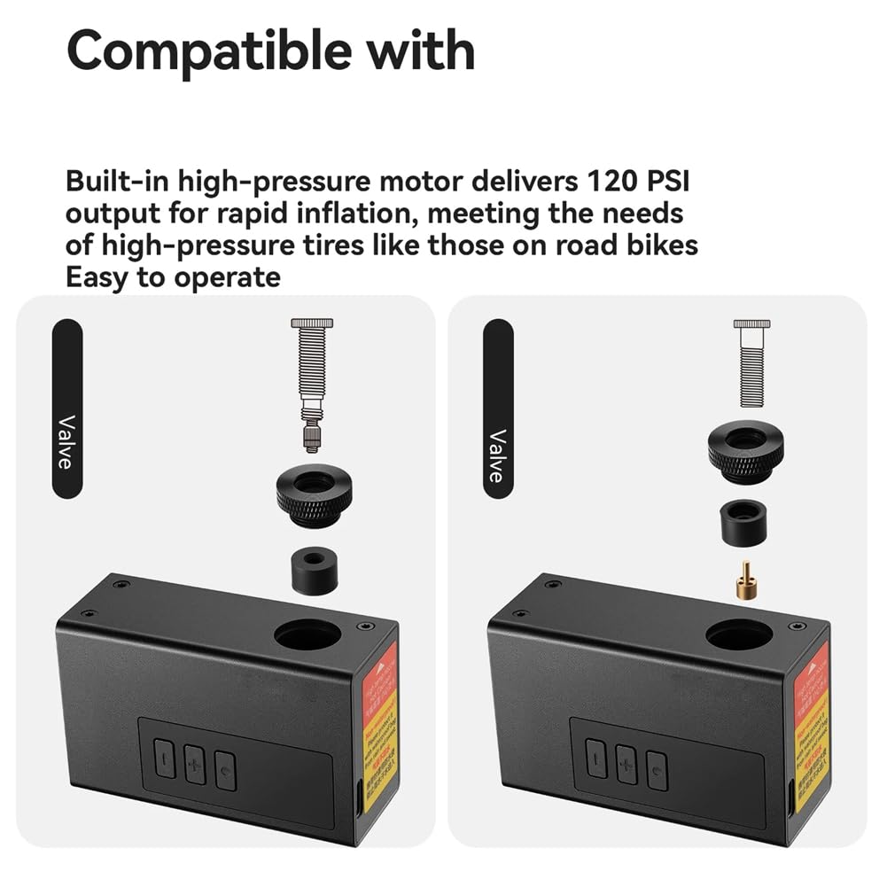 Nouvelle Pompe Électrique en Alliage D'Aluminium 120 PSI pour Vélo, Pompe à Air Rechargeable pour Pneus 420mAh avec Affichage Numérique