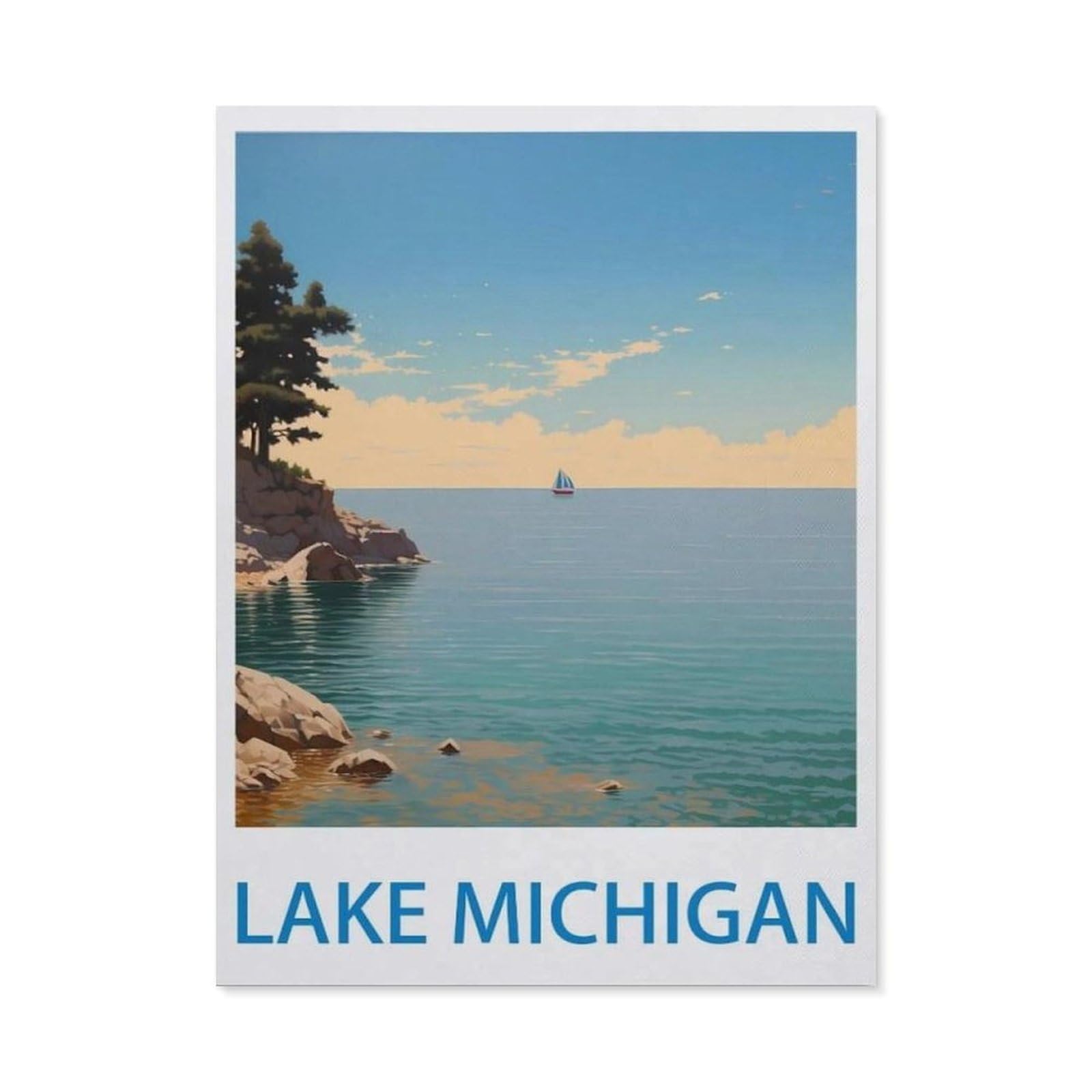 BEAYODKP DIY 5D Diamond Painting Kits，Lake Michigan，Diamond Painting for Beginner Adults Rhinestone Numbered Diamond Arts Home Wall Decor（40 x 50 cm/15.74 x 19.68 inches）-CK3