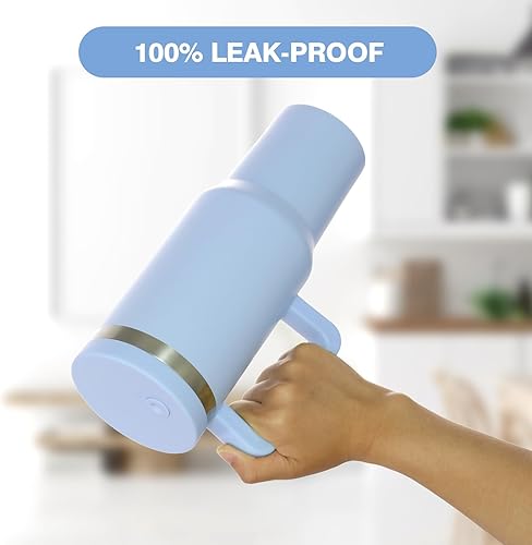 Miniatura 3 de Vaso de 40 onzas con asa y tapa con pajilla, vasos de acero inoxidable con popote, botella de agua aislada, taza de viaje, taza de café a prueba de