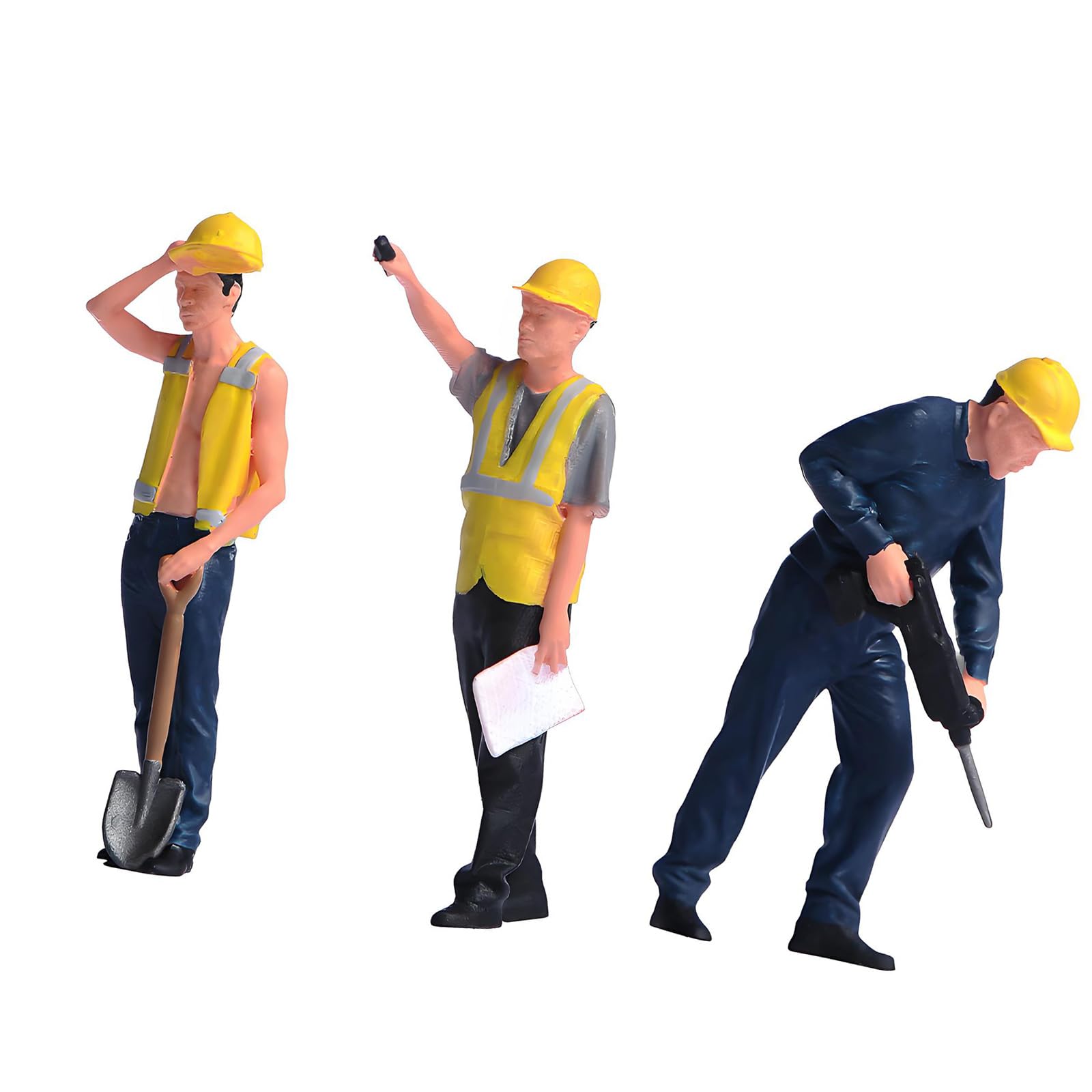 Hredyqw 1:64 Scale Miniature Construction Worker Figurines Set Painted Resin Model For Building Scene Decoration