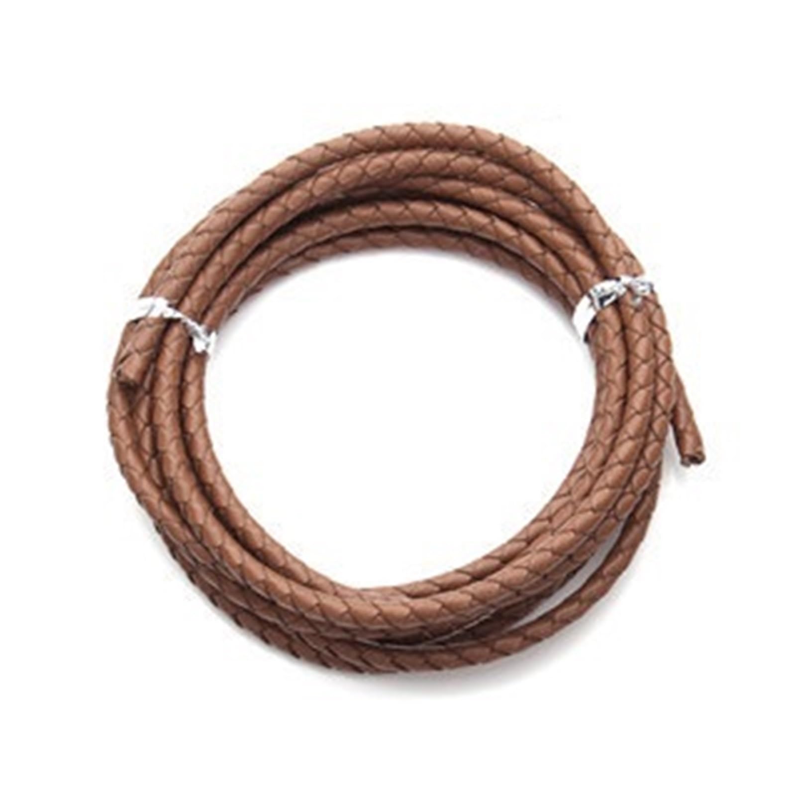 Leather Necklace Cord, Braided Leather Cords Multicolor 3-4mm 2m Per Lot For DIY Jewelry Making(Beige,4mm)