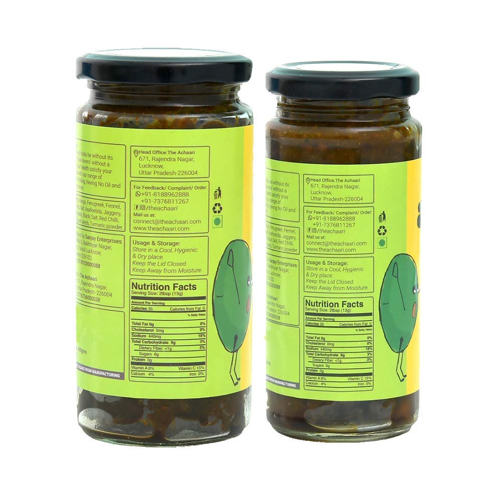 The Achaari Nouncha, 100% No Oil & No Preservative, Homemade Dry Mango Pickle, Combo Pack (400 Grams + 250 Grams) 2