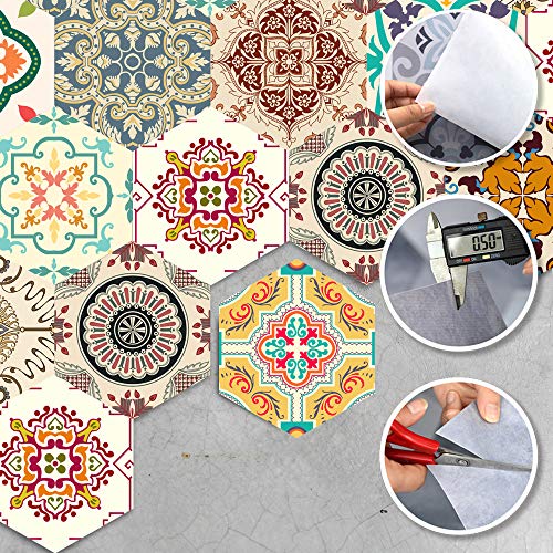 10 Pcs Hexagon Non-Slip Floor Sticker For Home Decor, Peel And Stick Self-Adhesive Wall Sticker For Living Room Kitchen Bathroom, 7.9X9.1Inch #TOP1