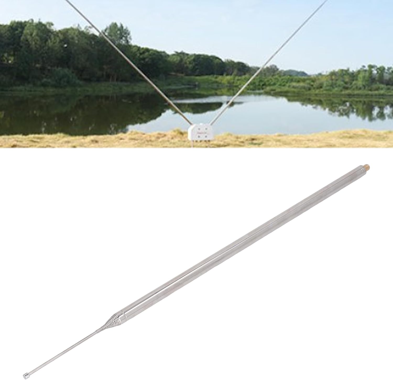 SUNGOOYUE Telescopic Antenna, Stainless Steel Antenna Rod, 14 Sections 5.6m for RVs, VHF, UHF Use