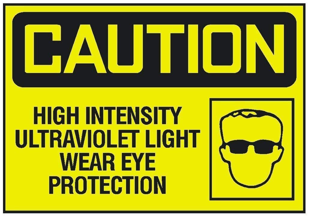 Caution UV Ultraviolet Light Eye Protection Sticker Safety Sign 1,75"x2